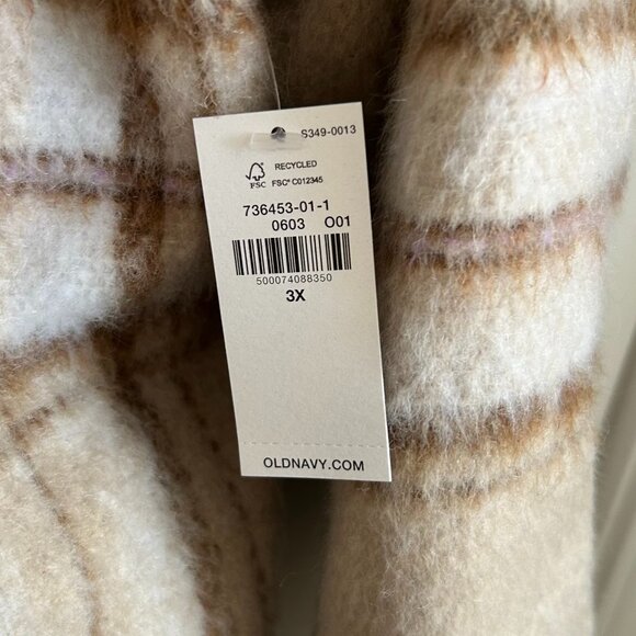 Old Navy - *NWT* - Tan Plaid Relaxed Car Coat - Size 3X - Picture 6 of 6